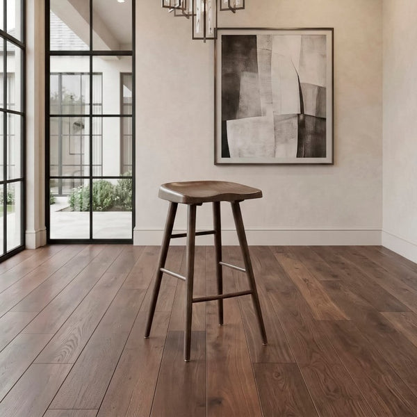 English Elm Stool Pub Height Saddle Seat Wood Veneer Set of 8 for Bar or High Top Table B011P572835