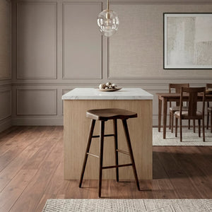 English Elm Stool Pub Height Saddle Seat Wood Veneer Set of 8 for Bar or High Top Table B011P572835