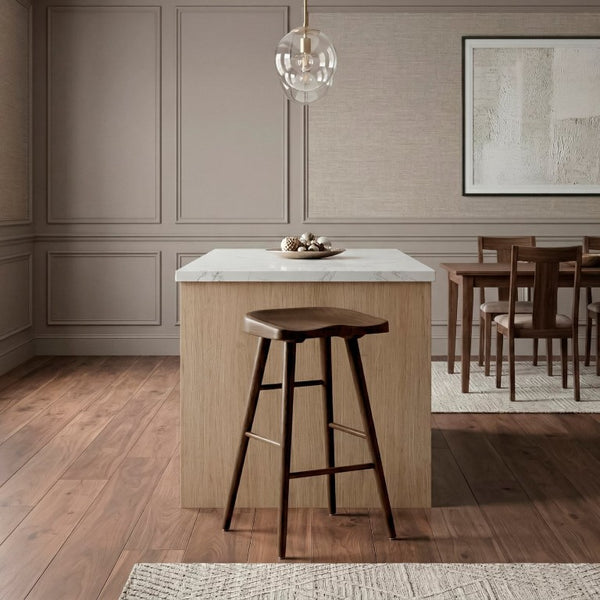 English Elm Stool Pub Height Saddle Seat Wood Veneer Set of 8 for Bar or High Top Table B011P572835