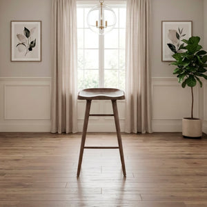 English Elm Stool Pub Height Saddle Seat Wood Veneer Set of 8 for Bar or High Top Table B011P572835