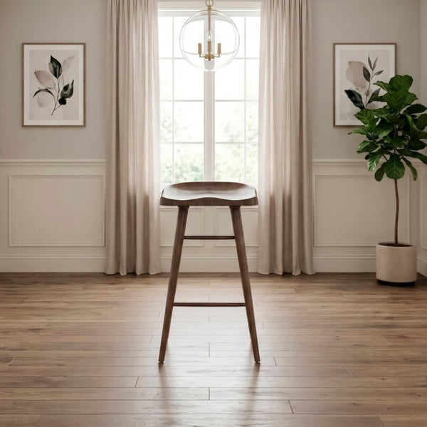 English Elm Stool Pub Height Saddle Seat Wood Veneer Set of 8 for Bar or High Top Table B011P572835