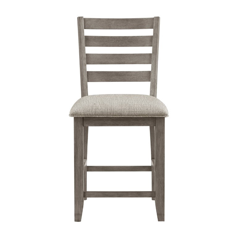 English Elm Counter Height Ladder Back Dining Chairs Set of 8 with Padded Beige Upholstered Seats B011P572844
