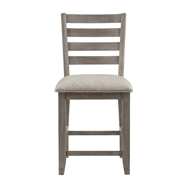 English Elm Counter Height Ladder Back Dining Chairs Set of 8 with Padded Beige Upholstered Seats B011P572844