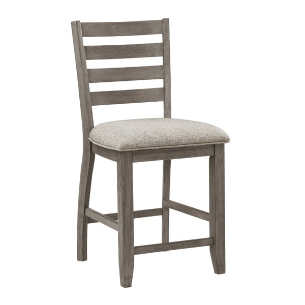 English Elm Counter Height Ladder Back Dining Chairs Set of 8 with Padded Beige Upholstered Seats B011P572844