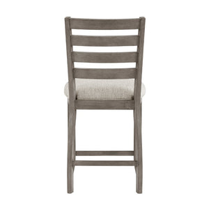 English Elm Counter Height Ladder Back Dining Chairs Set of 8 with Padded Beige Upholstered Seats B011P572844