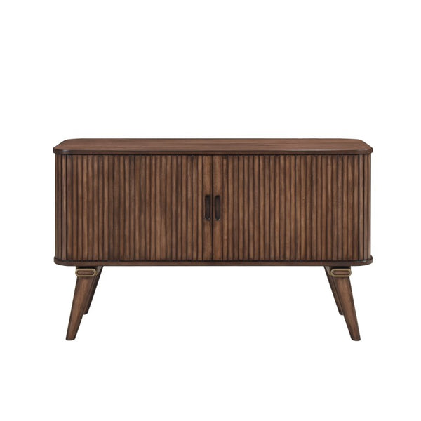 English Elm Server Buffet with Tambour Doors Walnut Veneer Engineered Wood Transitional Dining Storage B011P572846