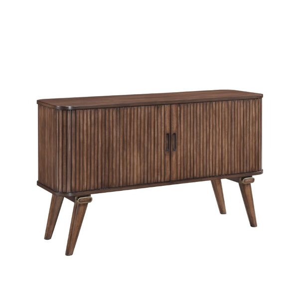 English Elm Server Buffet with Tambour Doors Walnut Veneer Engineered Wood Transitional Dining Storage B011P572846