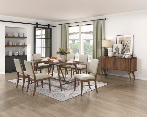 English Elm Server Buffet with Tambour Doors Walnut Veneer Engineered Wood Transitional Dining Storage B011P572846
