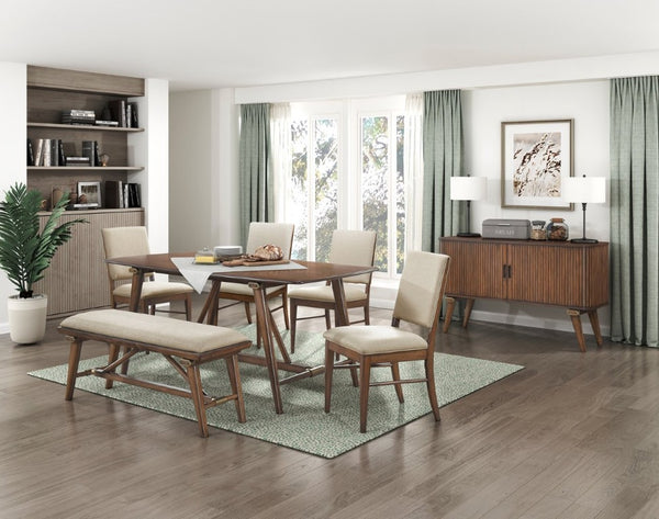 English Elm Server Buffet with Tambour Doors Walnut Veneer Engineered Wood Transitional Dining Storage B011P572846