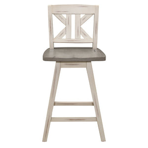 English Elm Swivel Counter Height Dining Chairs Solid Rubberwood X-Back Rustic Farmhouse Set of 8 B011P572852