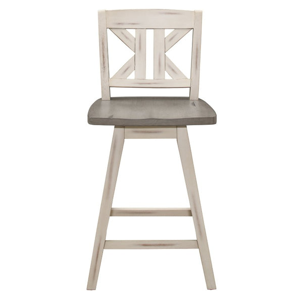 English Elm Swivel Counter Height Dining Chairs Solid Rubberwood X-Back Rustic Farmhouse Set of 8 B011P572852