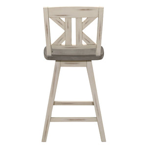 English Elm Swivel Counter Height Dining Chairs Solid Rubberwood X-Back Rustic Farmhouse Set of 8 B011P572852