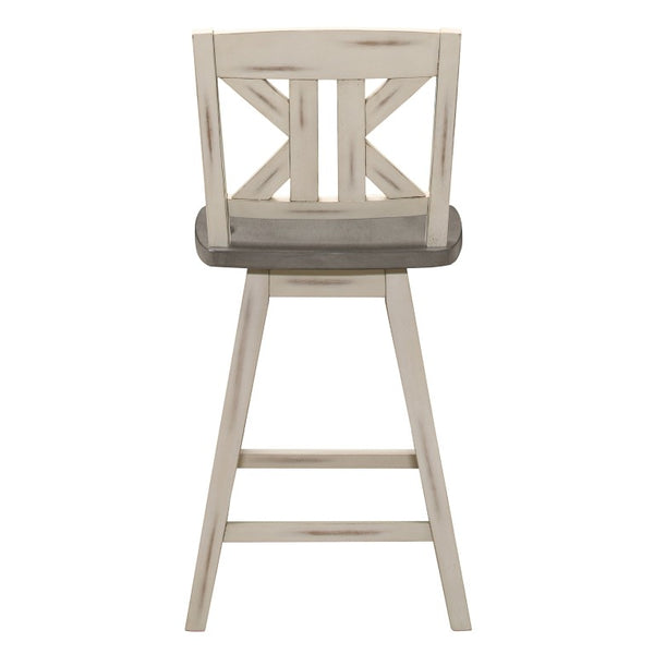 English Elm Swivel Counter Height Dining Chairs Solid Rubberwood X-Back Rustic Farmhouse Set of 8 B011P572852