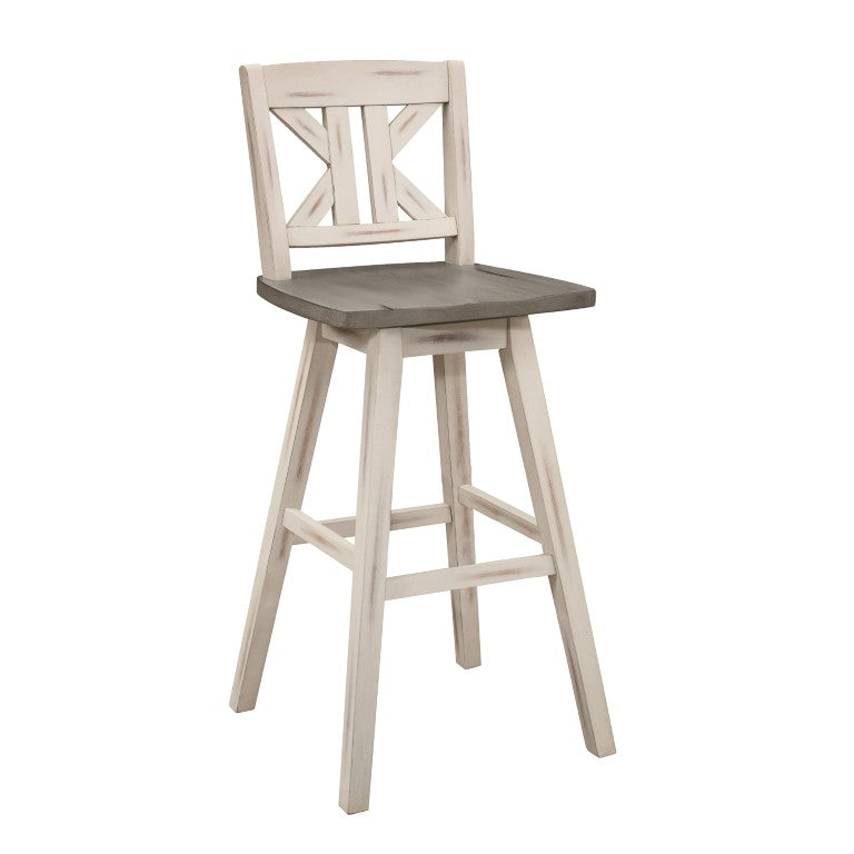 English Elm Swivel Pub Counter Height Chairs Solid Rubberwood X-Back Farmhouse Dining Set of 8 B011P572853