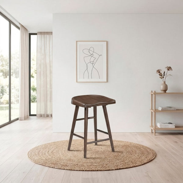 English Elm Stool Counter Height Saddle Seat Wood Veneer Set of 8 for Kitchen Island Bar B011P572854