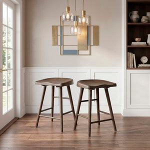 English Elm Stool Counter Height Saddle Seat Wood Veneer Set of 8 for Kitchen Island Bar B011P572854
