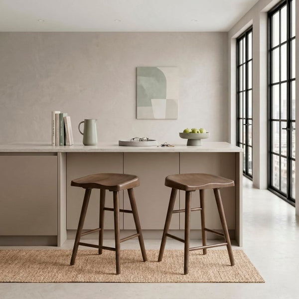 English Elm Stool Counter Height Saddle Seat Wood Veneer Set of 8 for Kitchen Island Bar B011P572854