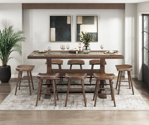 English Elm Stool Counter Height Saddle Seat Wood Veneer Set of 8 for Kitchen Island Bar B011P572854