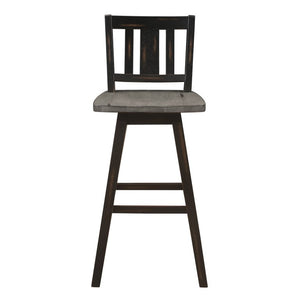 English Elm Swivel Pub Height Rubberwood Barstools with Slat Back Distressed Finish Set of 8 B011P572857