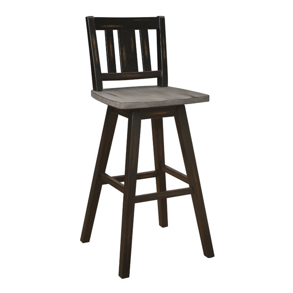 English Elm Swivel Pub Height Rubberwood Barstools with Slat Back Distressed Finish Set of 8 B011P572857