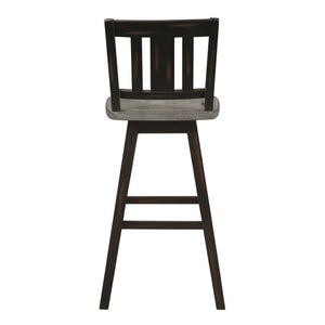 English Elm Swivel Pub Height Rubberwood Barstools with Slat Back Distressed Finish Set of 8 B011P572857