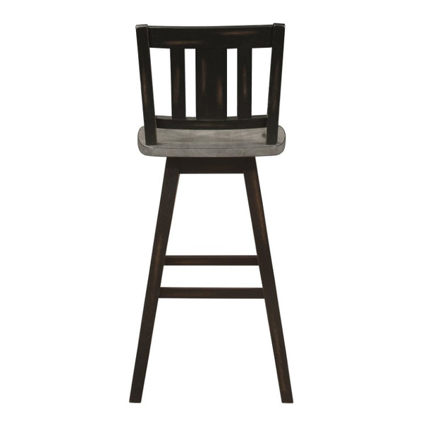 English Elm Swivel Pub Height Rubberwood Barstools with Slat Back Distressed Finish Set of 8 B011P572857
