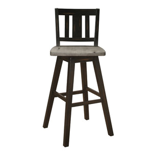English Elm Swivel Pub Height Rubberwood Barstools with Slat Back Distressed Finish Set of 8 B011P572857