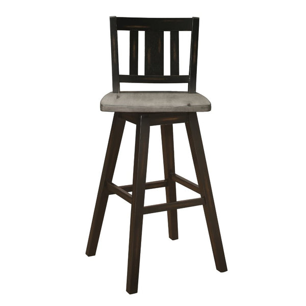 English Elm Swivel Pub Height Rubberwood Barstools with Slat Back Distressed Finish Set of 8 B011P572857