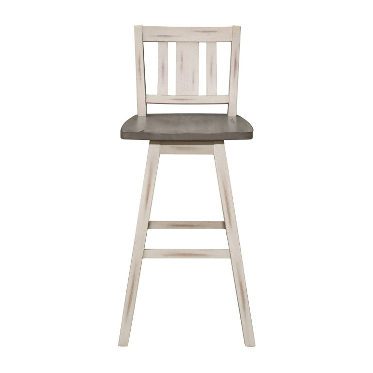 English Elm Swivel Pub Height Rubberwood Barstools with Slat Back Farmhouse Style Set of 8 B011P572859
