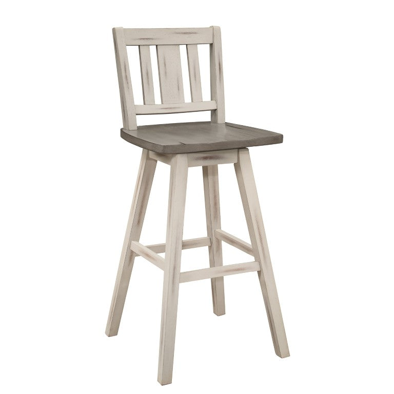 English Elm Swivel Pub Height Rubberwood Barstools with Slat Back Farmhouse Style Set of 8 B011P572859