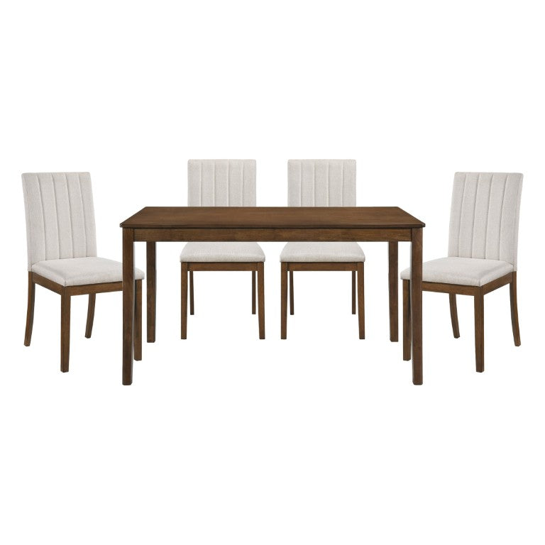 English Elm Dining Table Birch Veneer Chestnut Finish Seats Four Transitional Rectangular Warmth B011P572864