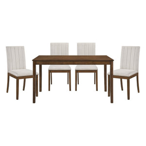 English Elm Dining Table Birch Veneer Chestnut Finish Seats Four Transitional Rectangular Warmth B011P572864