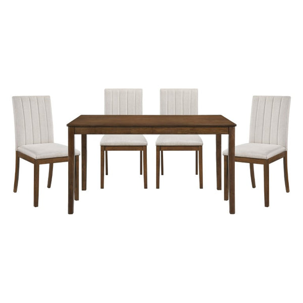 English Elm Dining Table Birch Veneer Chestnut Finish Seats Four Transitional Rectangular Warmth B011P572864