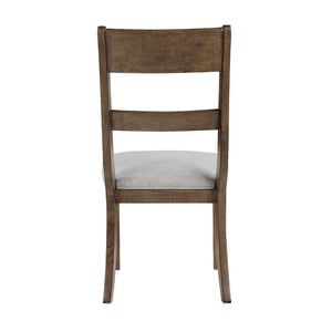 English Elm Side Chairs Set of 8 Wood Veneer Frame with Gray Upholstered Seat Farmhouse Dining B011P572870