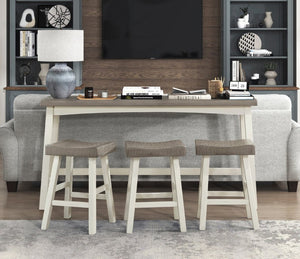 English Elm Stool Set of 8 Two-Tone Rubberwood Counter Height Stools for Kitchen Island Dining B011P572875