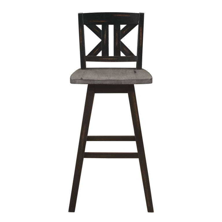 English Elm Swivel Pub Height X-Back Rubberwood Barstools in Distressed Gray for Farmhouse Dining B011P572881