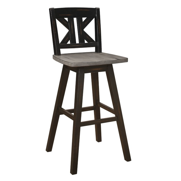 English Elm Swivel Pub Height X-Back Rubberwood Barstools in Distressed Gray for Farmhouse Dining B011P572881