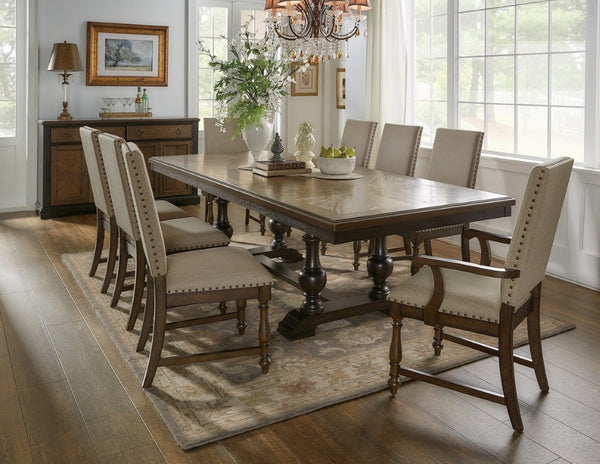 English Elm Server Buffet with Oak and Walnut Veneer Drawers Antique Brass Hardware Dining Room B011P572884