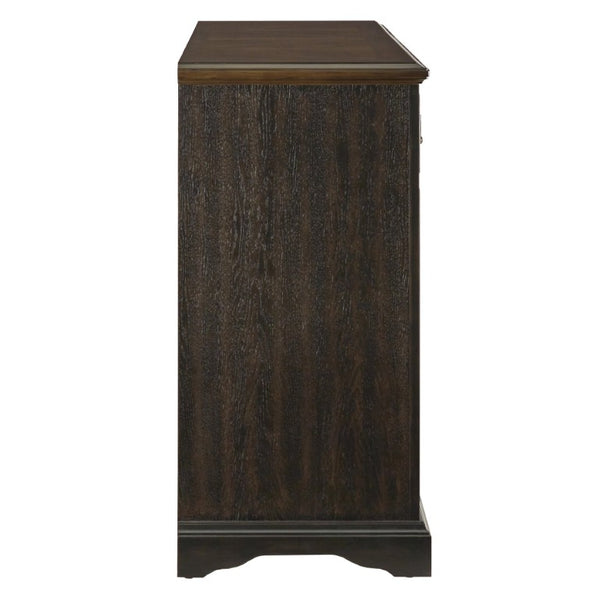 English Elm Server Buffet with Oak and Walnut Veneer Drawers Antique Brass Hardware Dining Room B011P572884