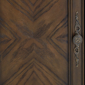English Elm Server Buffet with Oak and Walnut Veneer Drawers Antique Brass Hardware Dining Room B011P572884