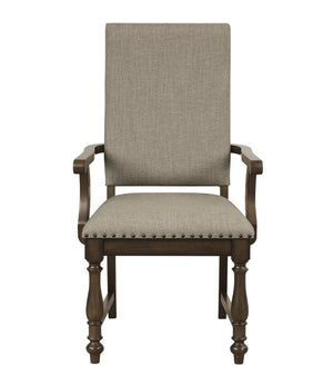 English Elm Arm Chairs Set of 4 Oak Veneer Nailhead Trim Traditional Dining Room Seating B011P572885