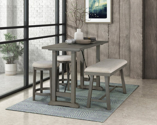 English Elm Stool Acacia Veneer Counter Height Seat with Gray Upholstered Cushion for Kitchen Islands B011P572889