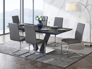 English Elm Side Chairs Set of 8 Diamond Stitched Faux Leather Cantilever Dining Seating B011P572895