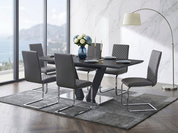 English Elm Side Chairs Set of 8 Diamond Stitched Faux Leather Cantilever Dining Seating B011P572895