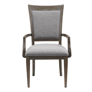 English Elm Arm Chairs with Ash Veneer Frame and Gray Polyester Seat for Transitional Dining Rooms B011P572904
