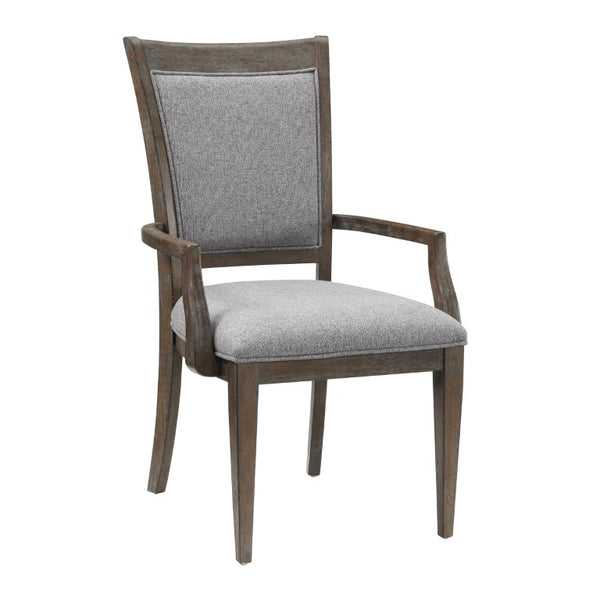English Elm Arm Chairs with Ash Veneer Frame and Gray Polyester Seat for Transitional Dining Rooms B011P572904