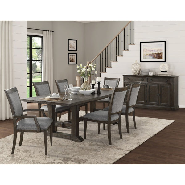 English Elm Arm Chairs with Ash Veneer Frame and Gray Polyester Seat for Transitional Dining Rooms B011P572904