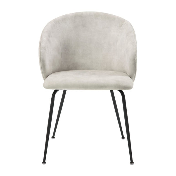English Elm Side Dining Chairs Set of 8 Beige Velvet Upholstered with Matte Black Metal Base B011P572906