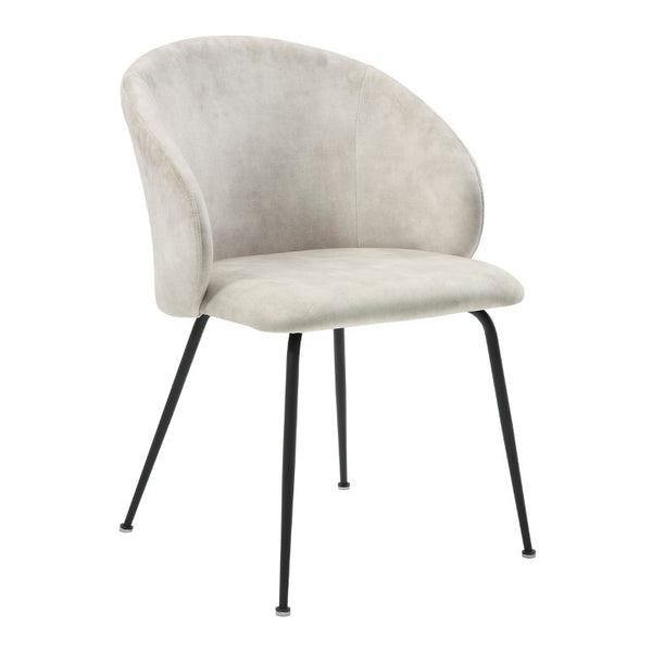 English Elm Side Dining Chairs Set of 8 Beige Velvet Upholstered with Matte Black Metal Base B011P572906