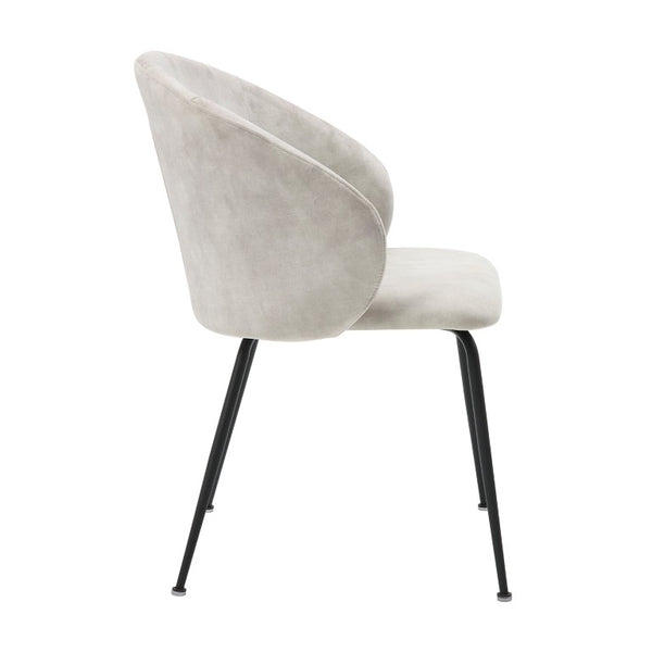 English Elm Side Dining Chairs Set of 8 Beige Velvet Upholstered with Matte Black Metal Base B011P572906